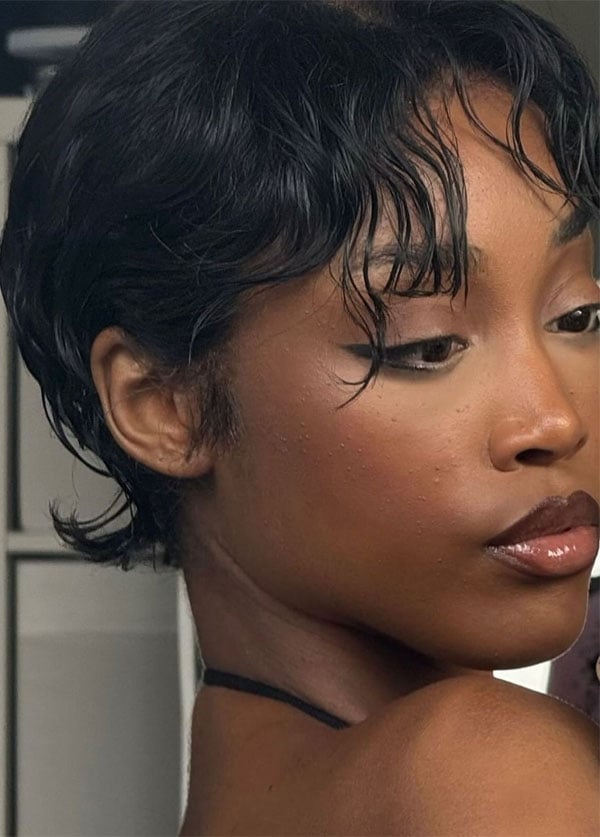 Wet Look Curly Black Pixie Wet Look Curly Black Pixie — Girl Pixie