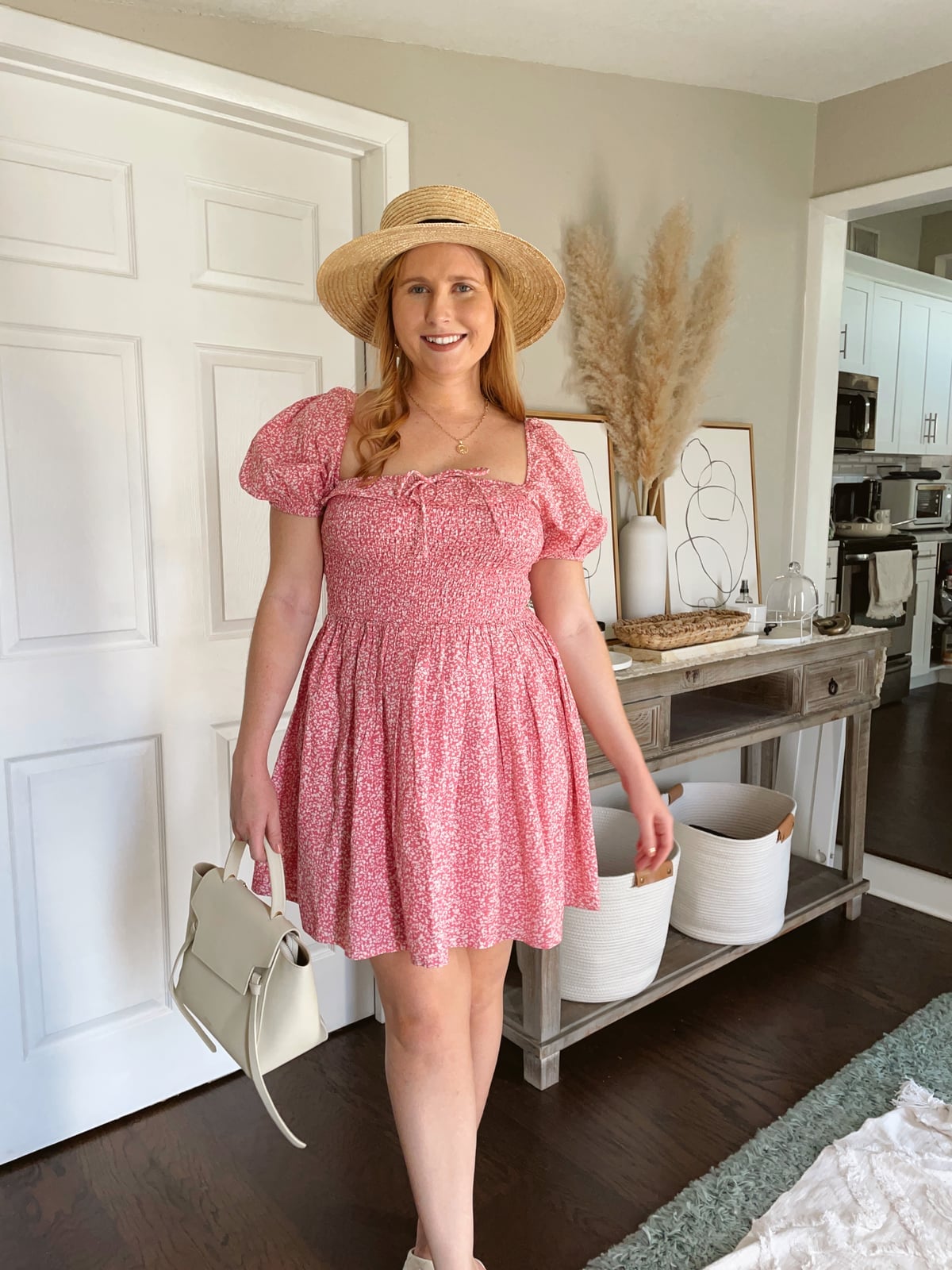 Pink Gingham Mini Dress with Puff Sleeves Pink Gingham Mini Dress with Puff Sleeves — Girly Outfits