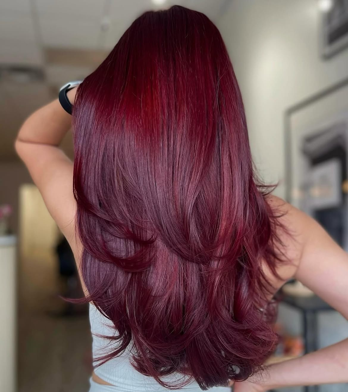Glossy Burgundy Butterfly Layers With Rich Red Hues