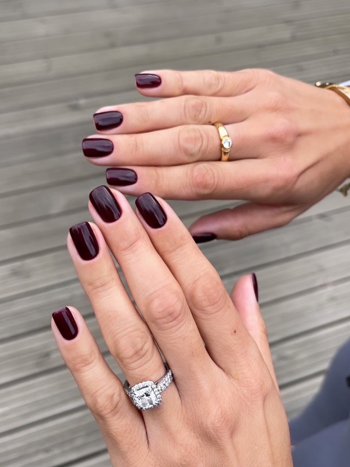 Glossy Dark Burgundy Short Square Winter Nails