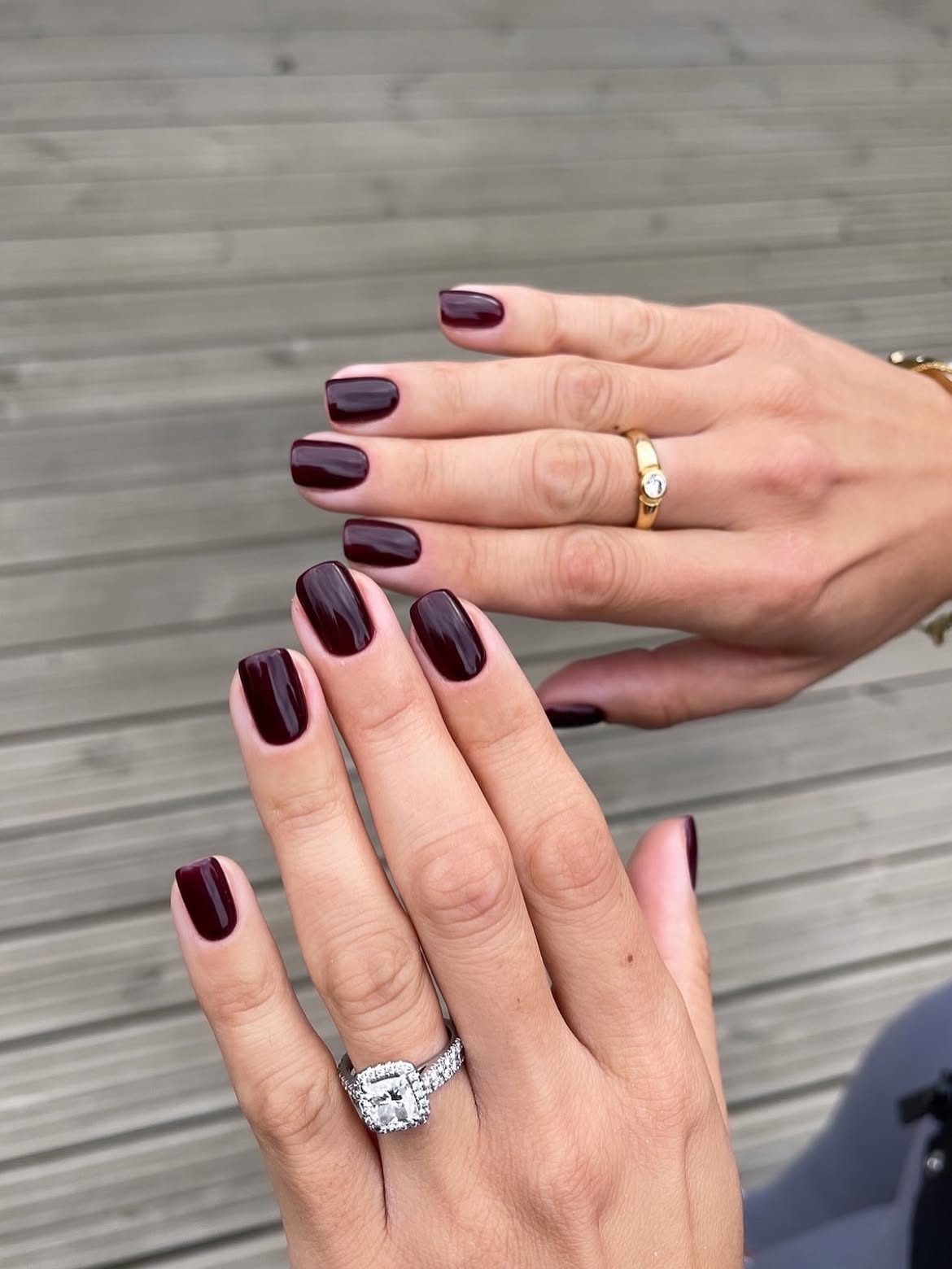 Glossy Dark Burgundy Short Square Winter Nails