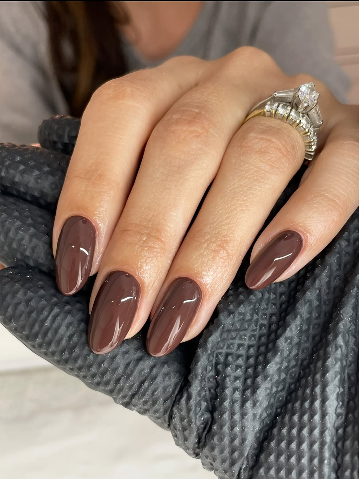 Glossy Dark Chocolate Almond Nails