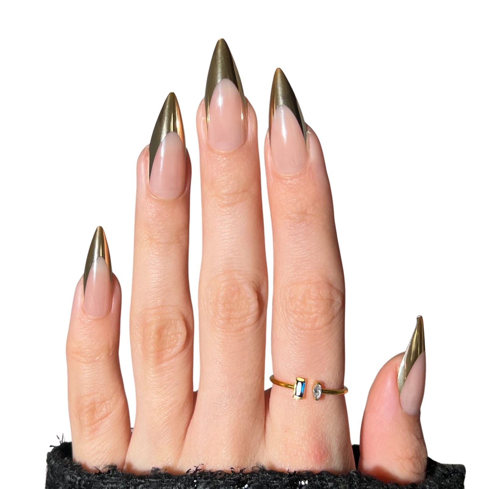 Long Stiletto Gold Chrome Tip Nails Long Stiletto Gold Chrome Tip Nails — Gold Chrome Nails