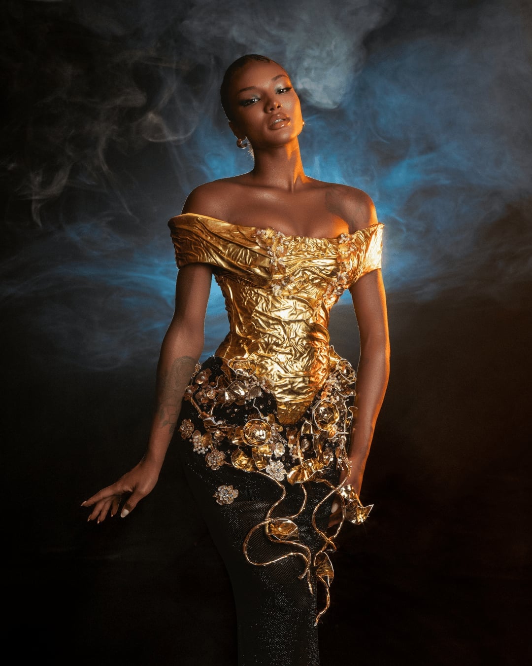 Metallic Gold Bodice Couture Dress Metallic Gold Bodice Couture Dress — Gold Dress