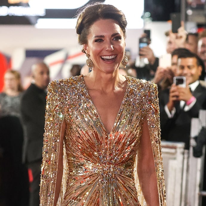 Gold Sequined Gown With Cape Sleeves Gold Sequined Gown With Cape Sleeves — Gold Dress