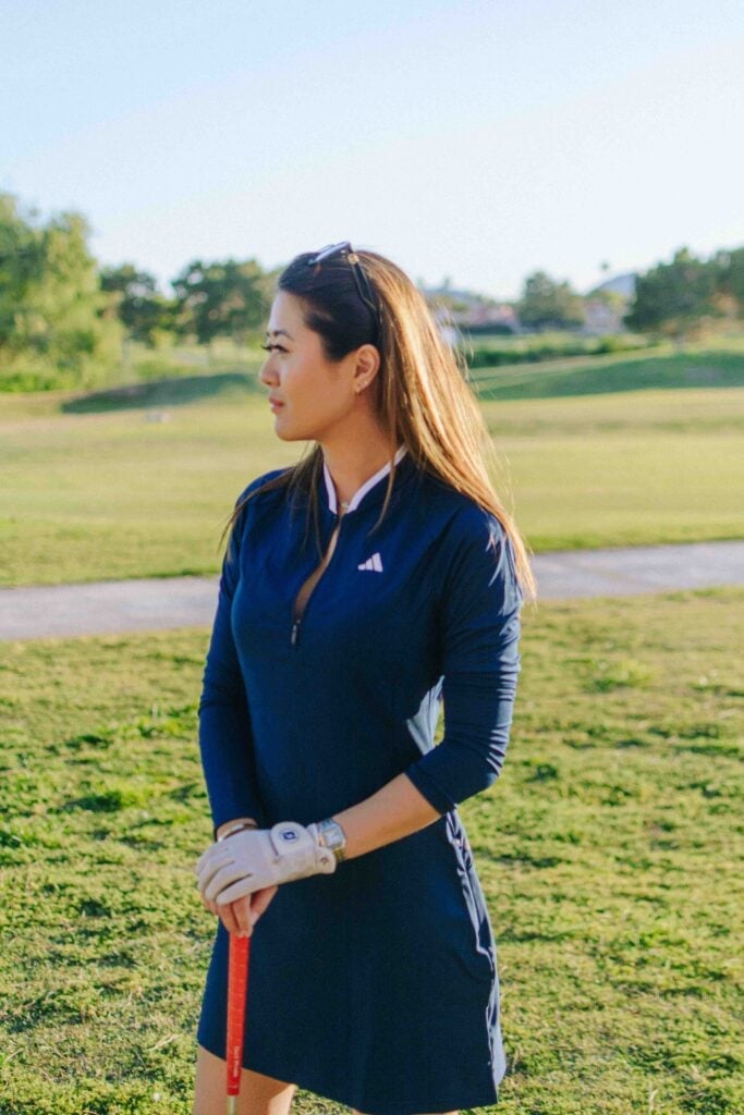Navy long-sleeve golf dress Navy long-sleeve golf dress — Golf Outfits