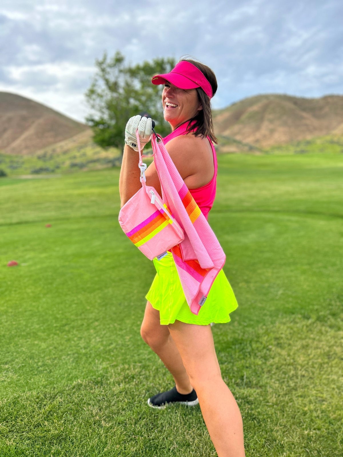 Bright pink tank top and neon yellow skirt Bright pink tank top and neon yellow skirt — Golf Outfits