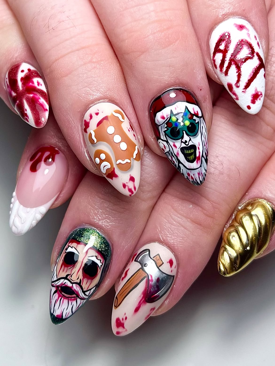 Gory Christmas Goth Art Nails