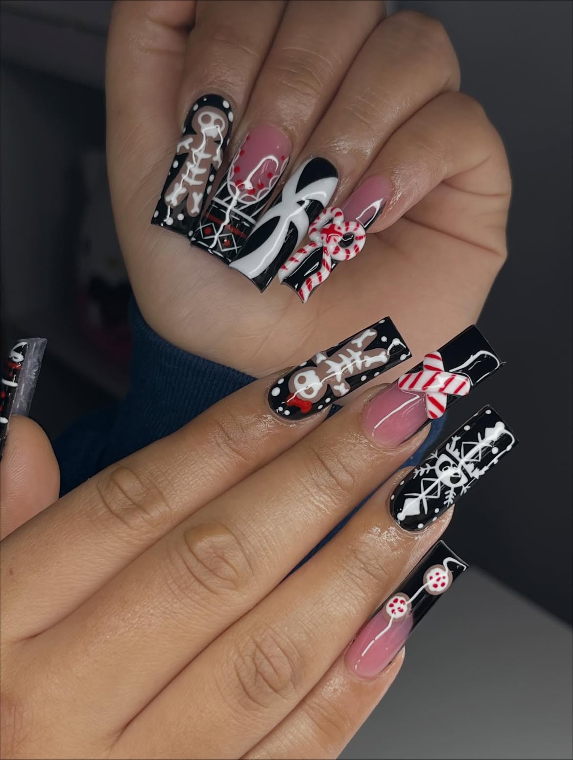 Goth Gingerbread Skeleton Christmas Coffin Nails