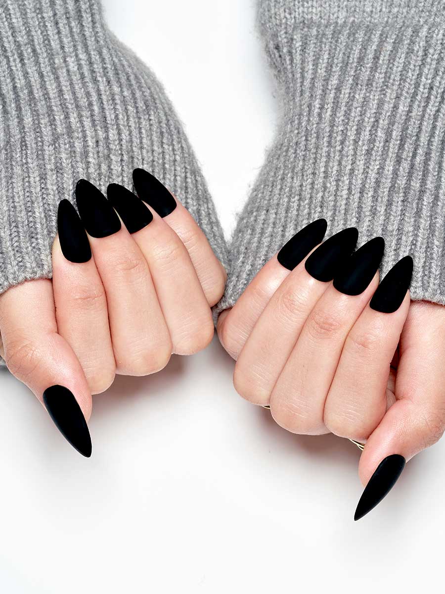 Classic Matte Black Long Stiletto Nails Classic Matte Black Long Stiletto Nails — Gothic Nails