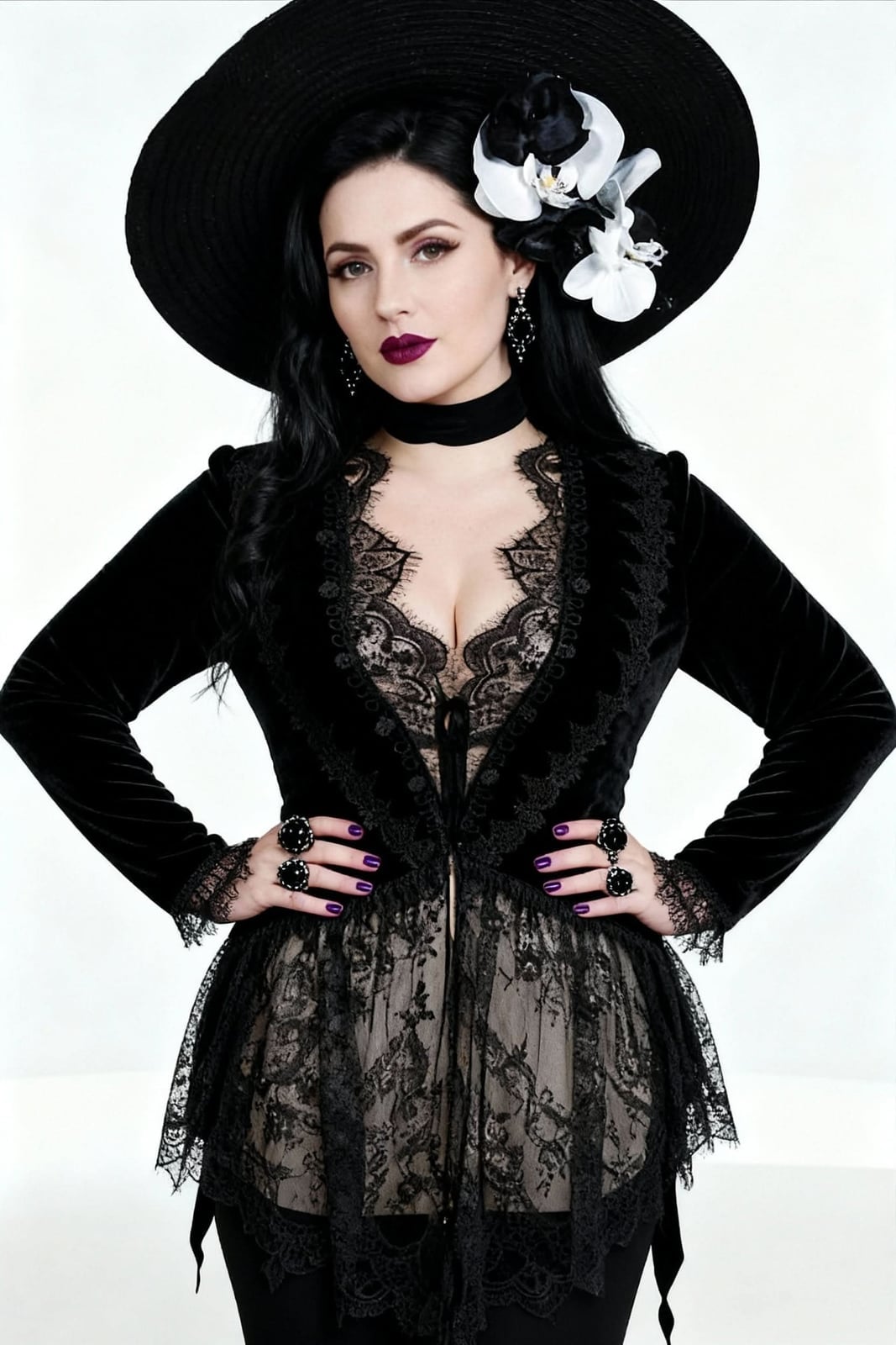 Velvet Jacket With Lace Trim and Peplum Hem Velvet Jacket With Lace Trim and Peplum Hem — Gothic Outfits