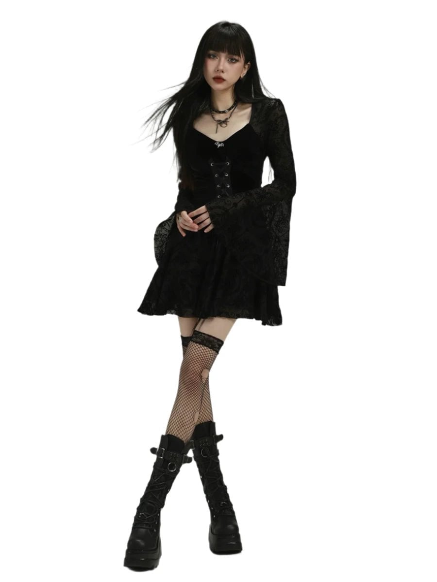 Lace Top With Bell Sleeves and Flared Skirt Lace Top With Bell Sleeves and Flared Skirt — Gothic Outfits