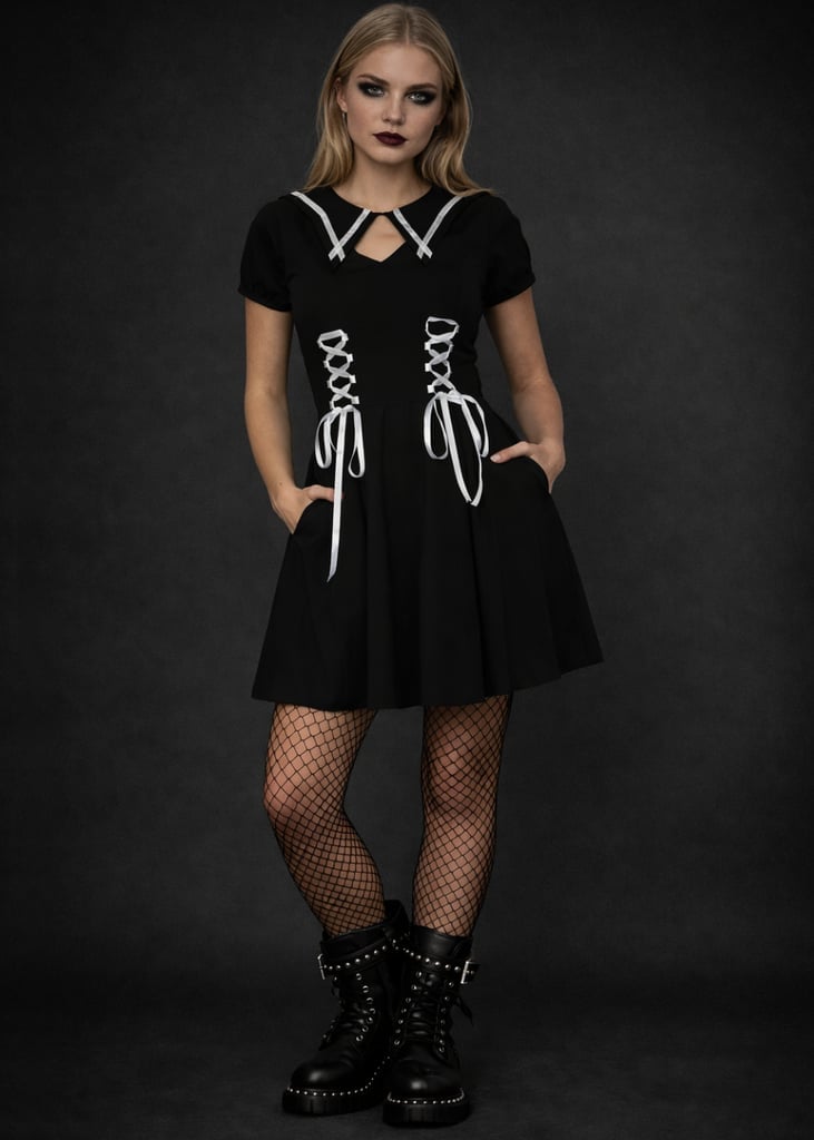 Black Dress With Peter Pan Collar and Lacing Black Dress With Peter Pan Collar and Lacing — Gothic Outfits