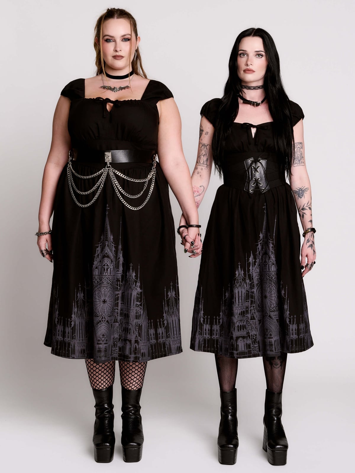 Gothic Midi Dresses With Cathedral Print Gothic Midi Dresses With Cathedral Print — Gothic Outfits