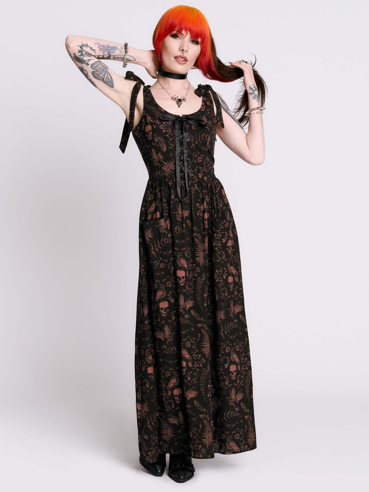 Maxi Dress With Skull and Insect Print Maxi Dress With Skull and Insect Print — Gothic Outfits