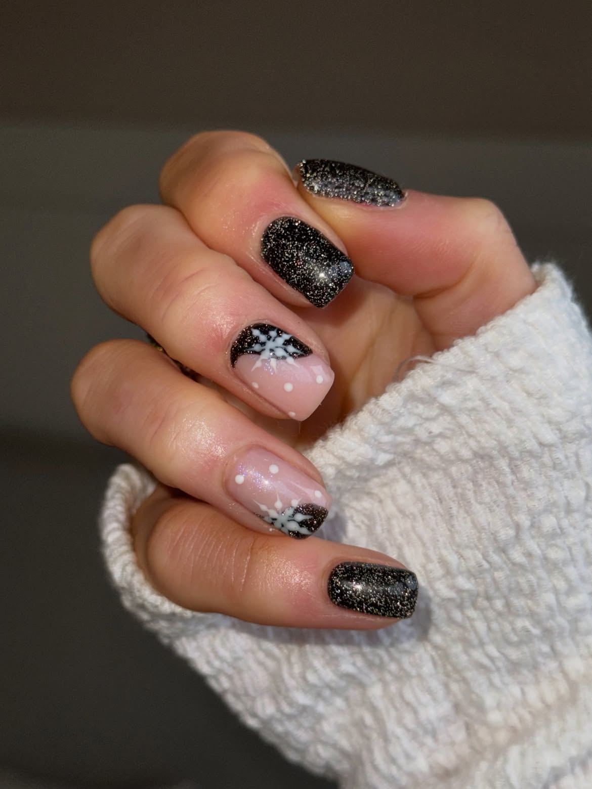 Gothic Snowflake French Tip Nails