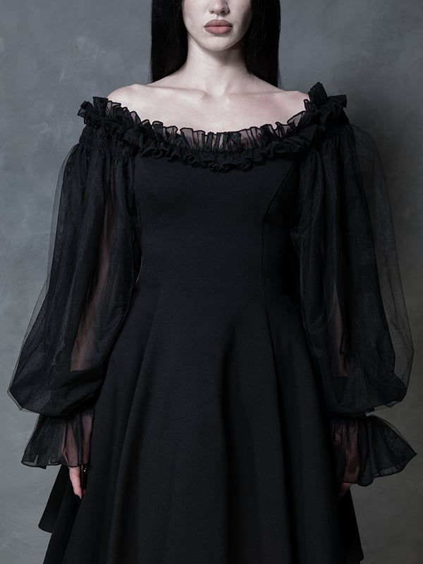 A-Line Dress With Dramatic Sheer Sleeves A-Line Dress With Dramatic Sheer Sleeves — Gothic Style
