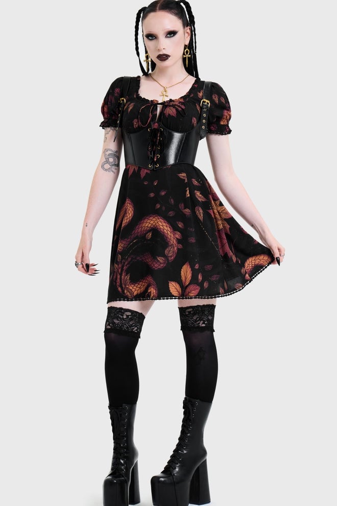 Floral Print Dress With Corset Floral Print Dress With Corset — Gothic Style