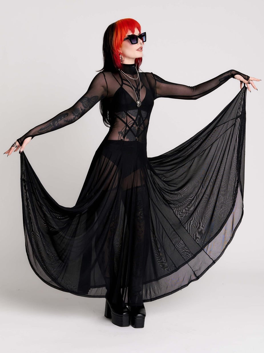 Sheer Mesh Dress With Corset Top Sheer Mesh Dress With Corset Top — Gothic Style