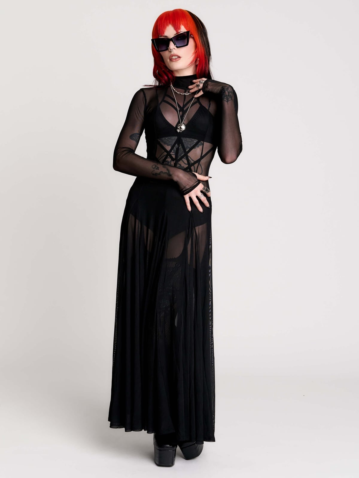 Sheer Star Pattern Top and Maxi Skirt Sheer Star Pattern Top and Maxi Skirt — Gothic Style