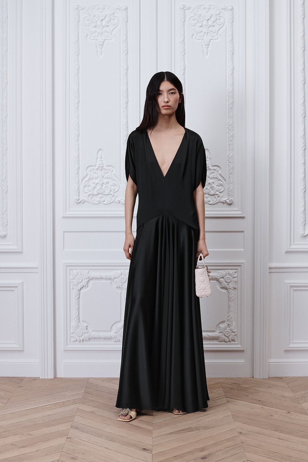 Black Silk Maxi Dress with Deep V-Neckline Black Silk Maxi Dress with Deep V-Neckline — Gowns Dresses