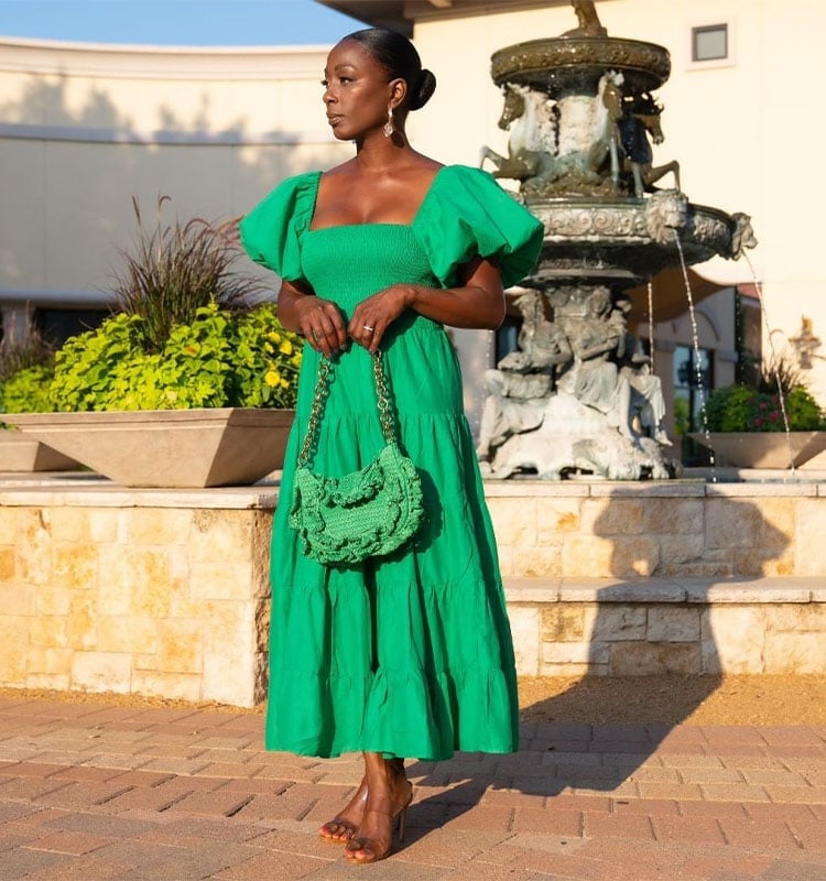 Olive green knit dress with contrast trim Olive green knit dress with contrast trim — Green Dress