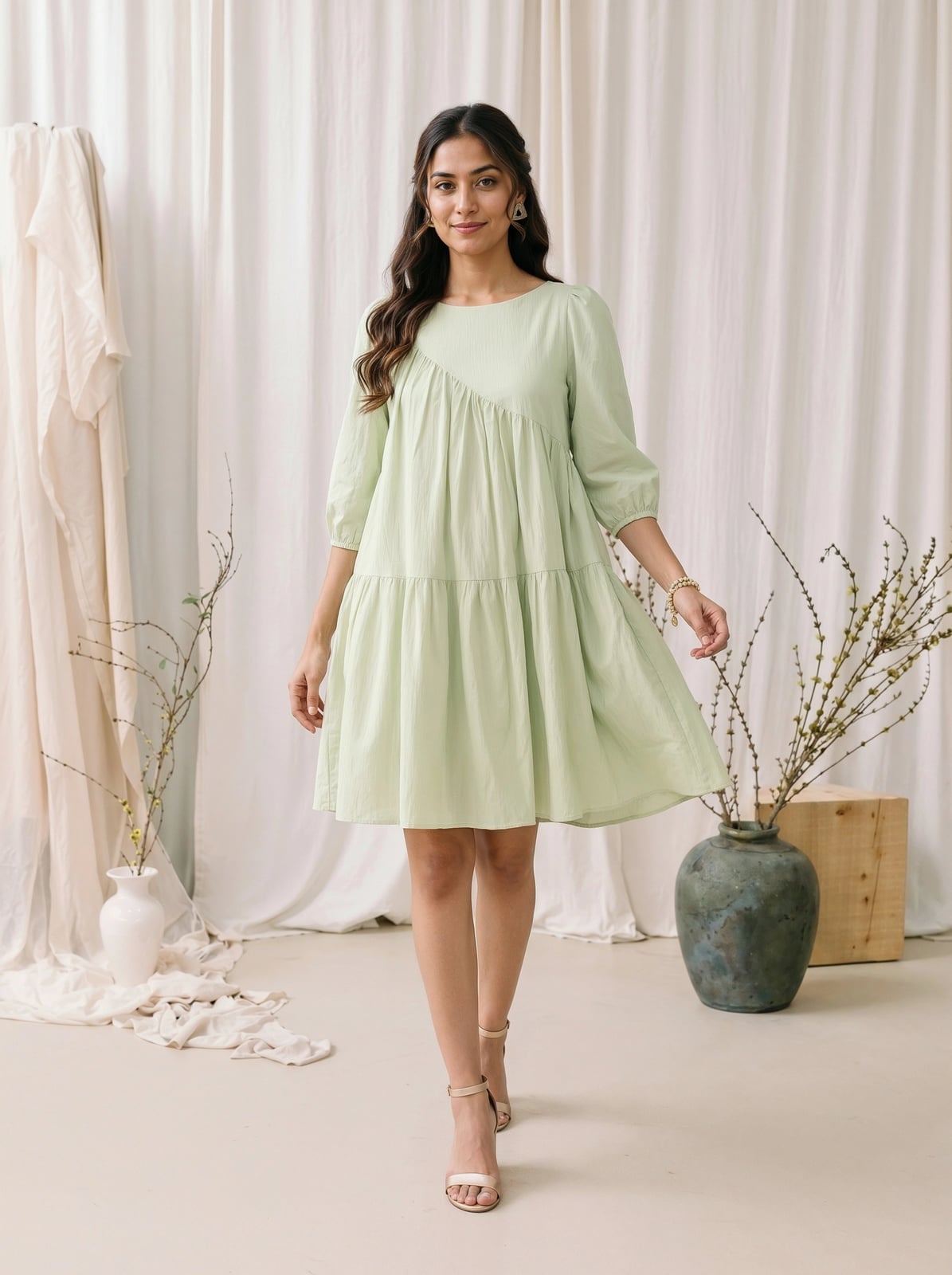 Mint green smock mini dress for casual days Mint green smock mini dress for casual days — Green Dress