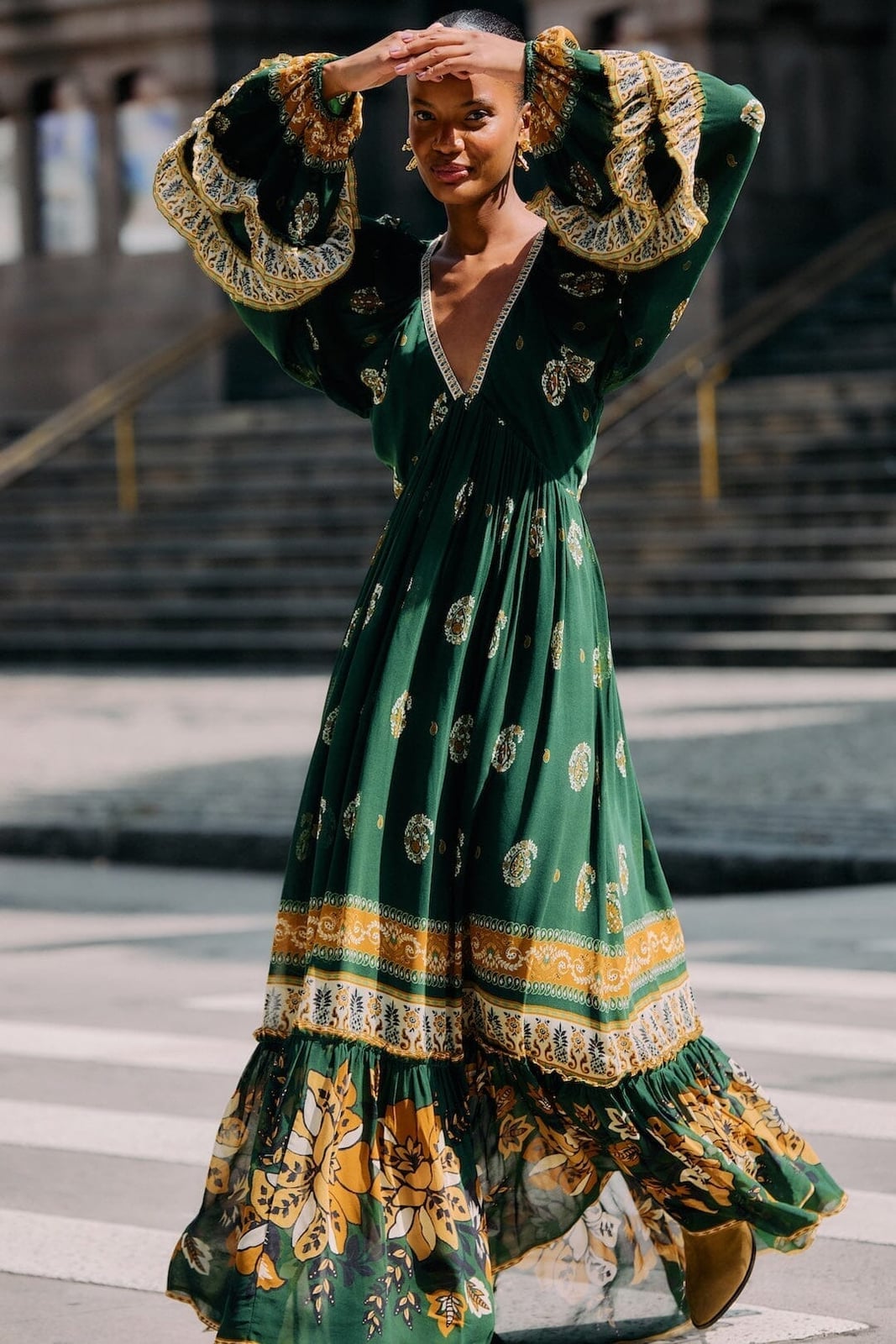 Dark green printed maxi dress for casual days Dark green printed maxi dress for casual days — Green Dress