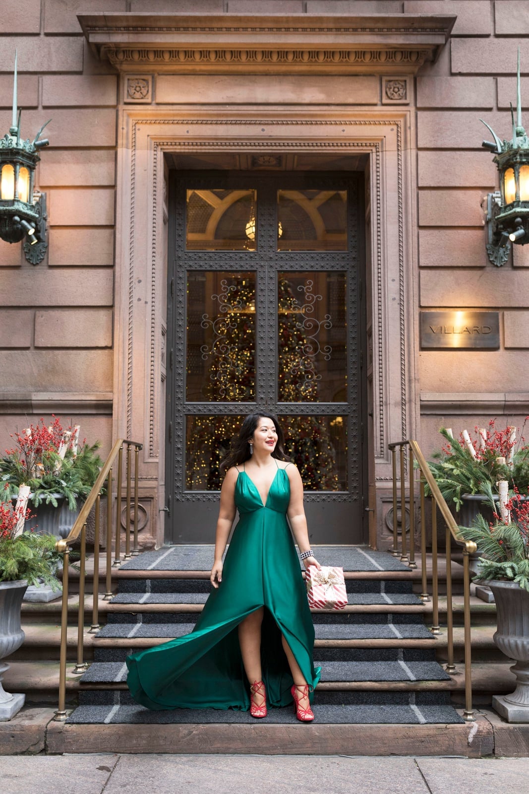 Emerald Green Satin Dress With Fitted Bodice, Strappy High Heels Emerald Green Satin Dress With Fitted Bodice, Strappy High Heels — Green Dress Outfit