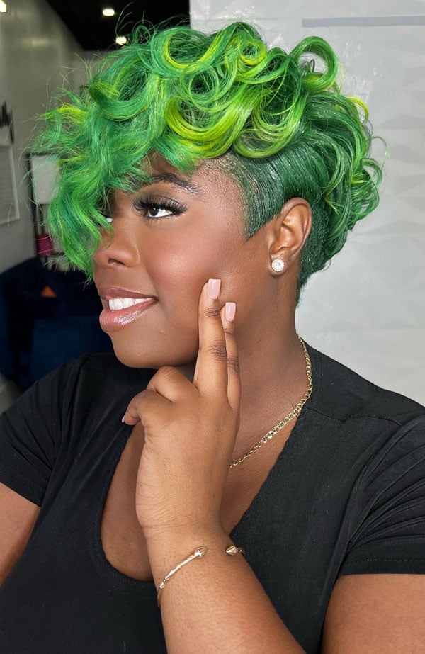 Neon Green Pixie With Undercut Neon Green Pixie With Undercut — Green Hair