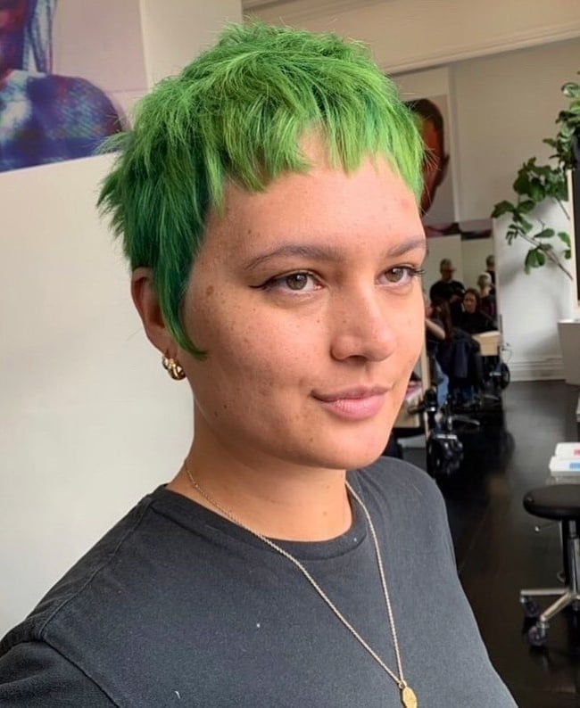 Electric Green Choppy Pixie Electric Green Choppy Pixie — Green Hair