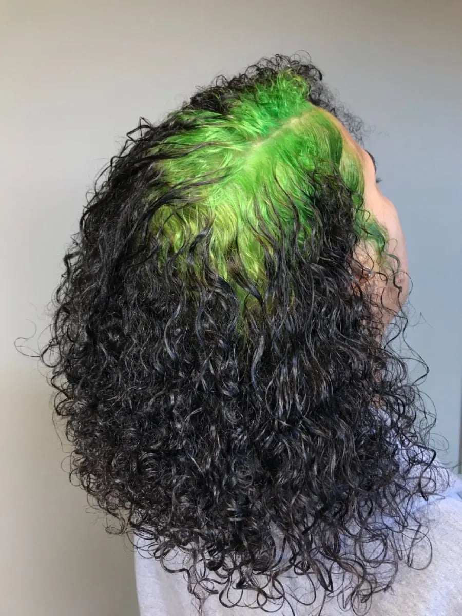 Neon Green Roots With Black Ends Neon Green Roots With Black Ends — Green Hair
