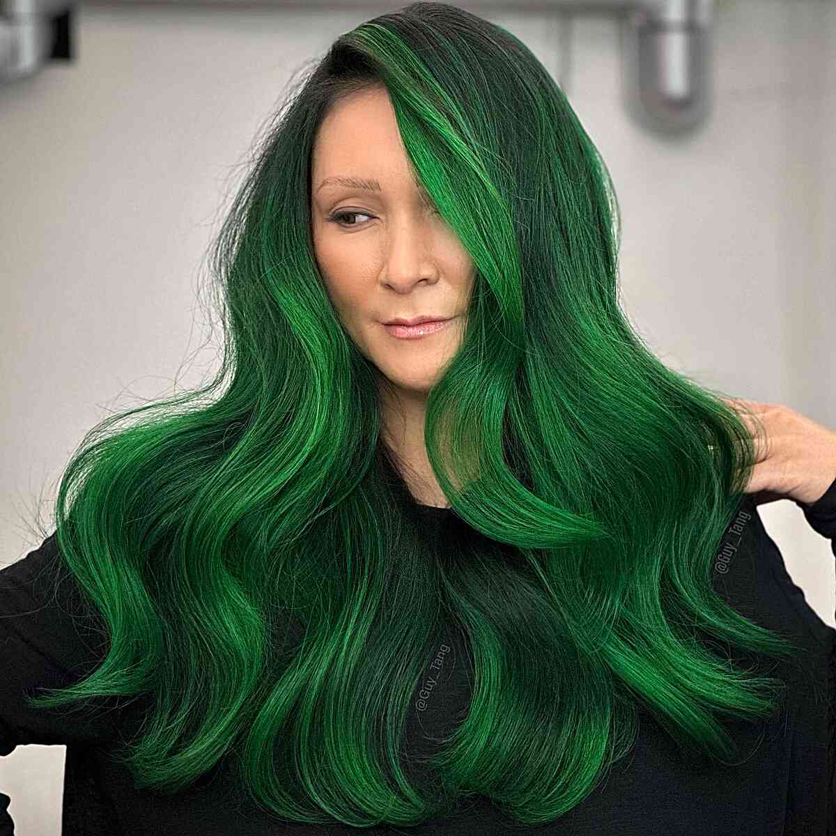 Dark Green With Lighter Green Highlights Dark Green With Lighter Green Highlights — Green Hair