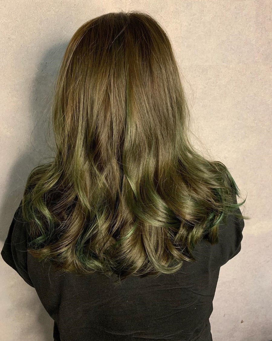 Brown With Subtle Green Highlights Brown With Subtle Green Highlights — Green Hair