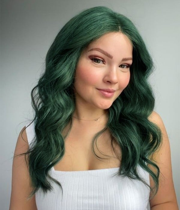Emerald Green With Darker Roots Emerald Green With Darker Roots — Green Hair
