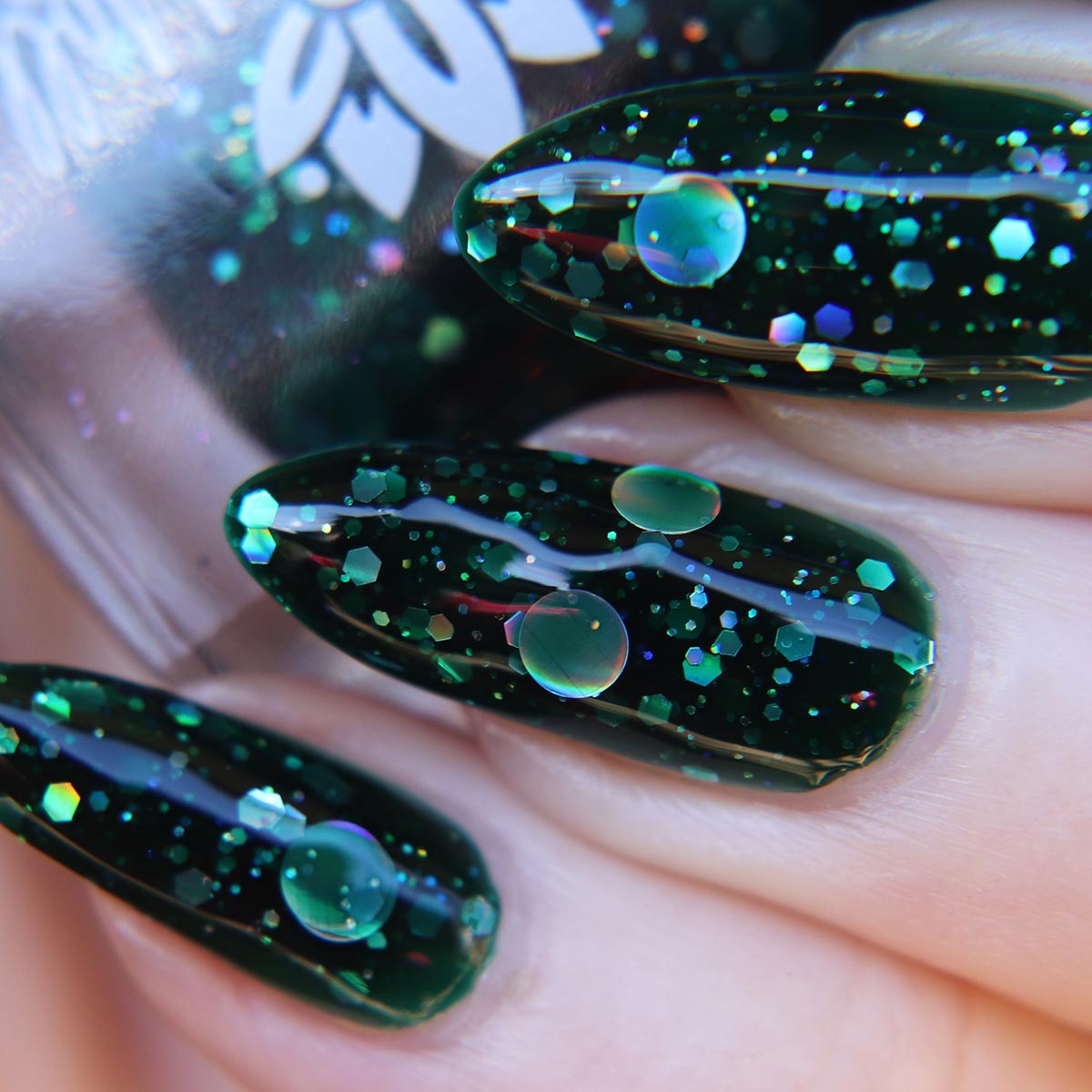 Dark Green White Polka Dot Short Square Nails Dark Green White Polka Dot Short Square Nails — Green Nails