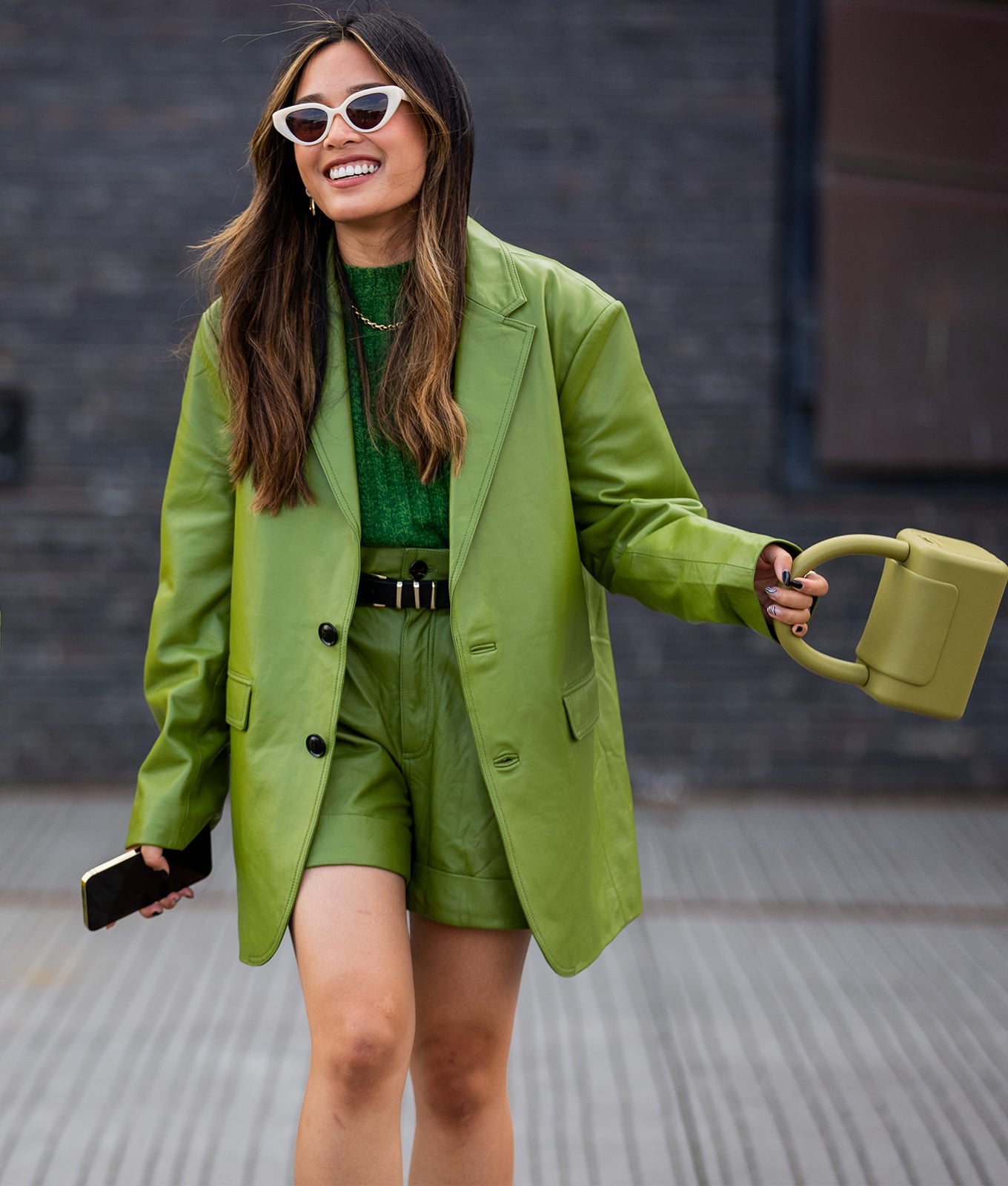 Lime green leather set for a fashion-forward day Lime green leather set for a fashion-forward day — Green Outfits
