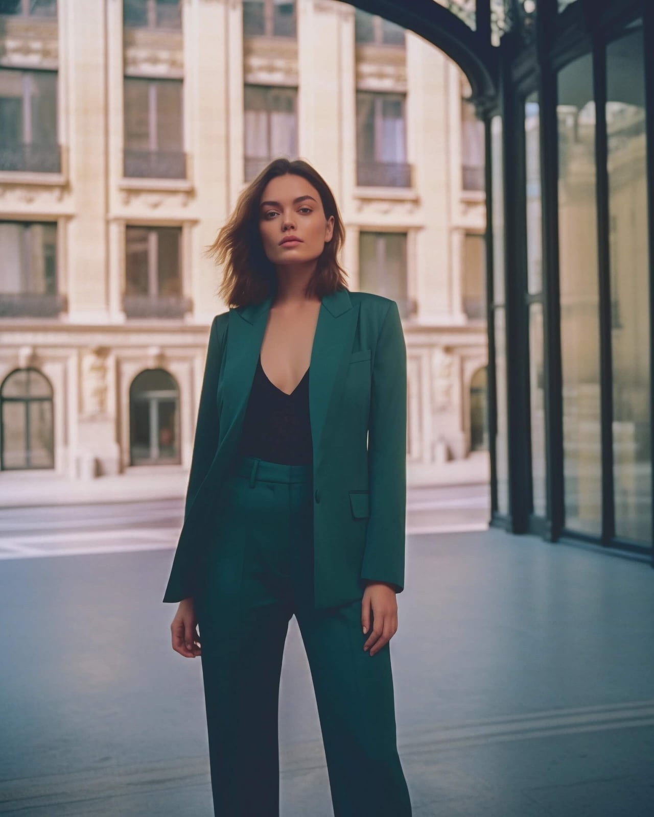 Chic deep green oversized suit for business Chic deep green oversized suit for business — Green Outfits