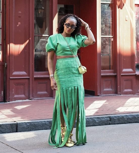 Bright green crop top and maxi skirt set Bright green crop top and maxi skirt set — Green Outfits