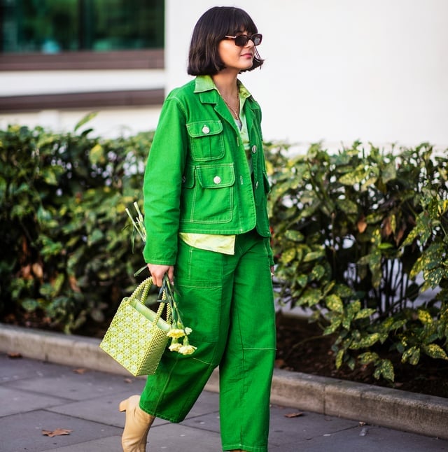Full bright green denim set for street style Full bright green denim set for street style — Green Outfits