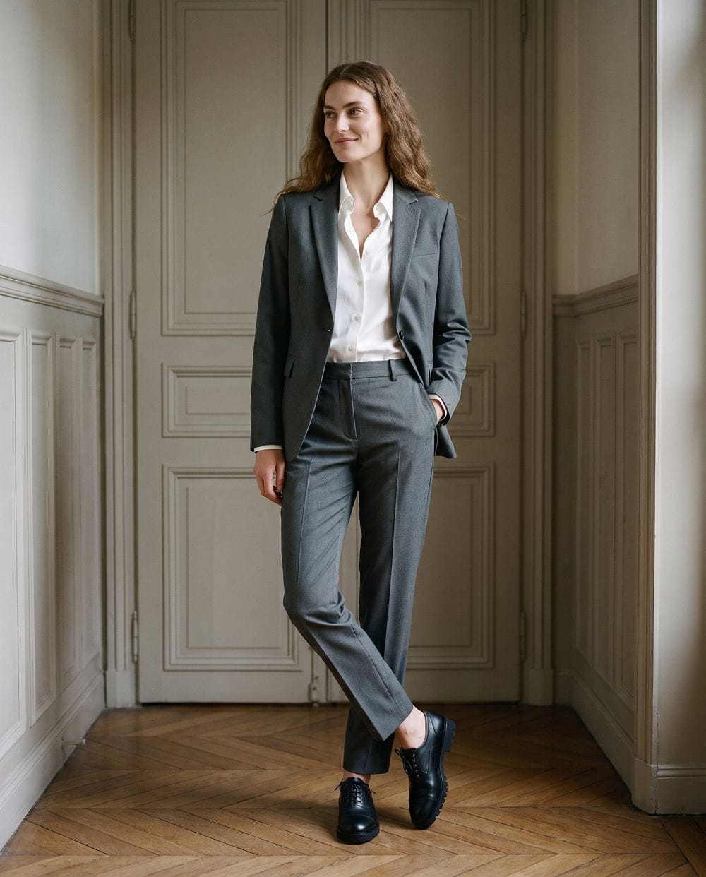 Gray Wool Suit With Straight Leg Trousers Gray Wool Suit With Straight Leg Trousers — Grey Pants Outfits