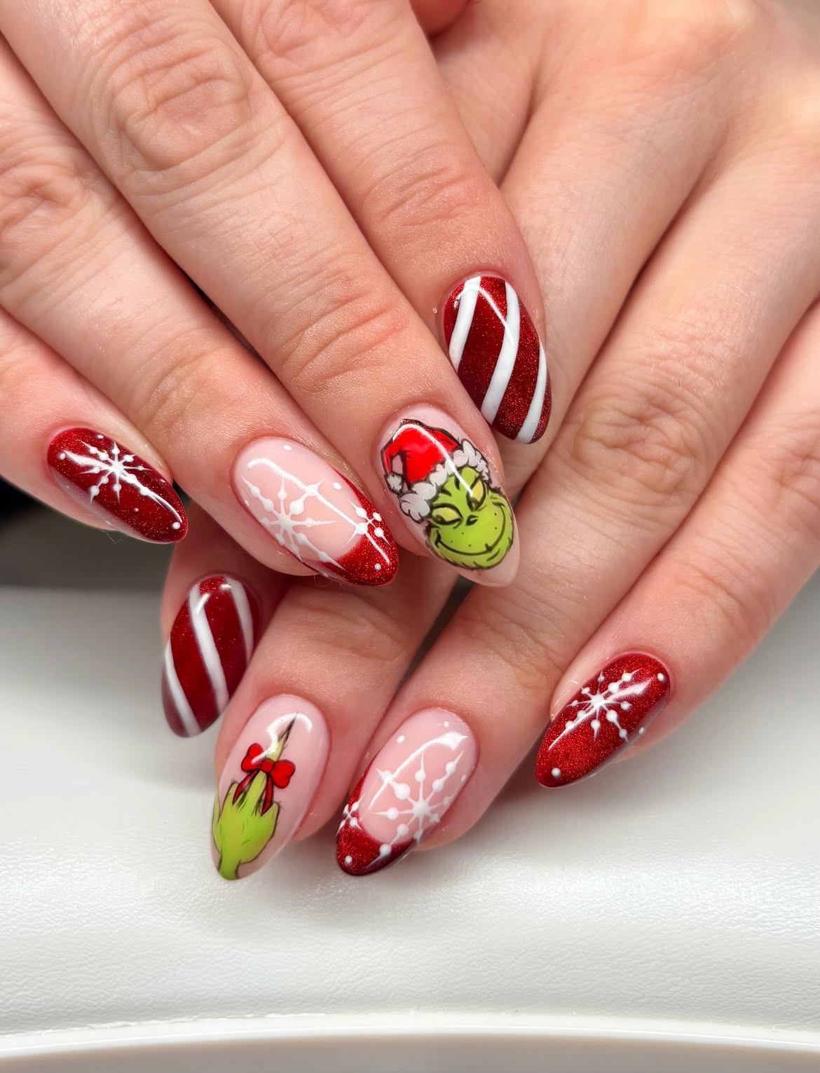 Grinch Christmas Character Oval Nails