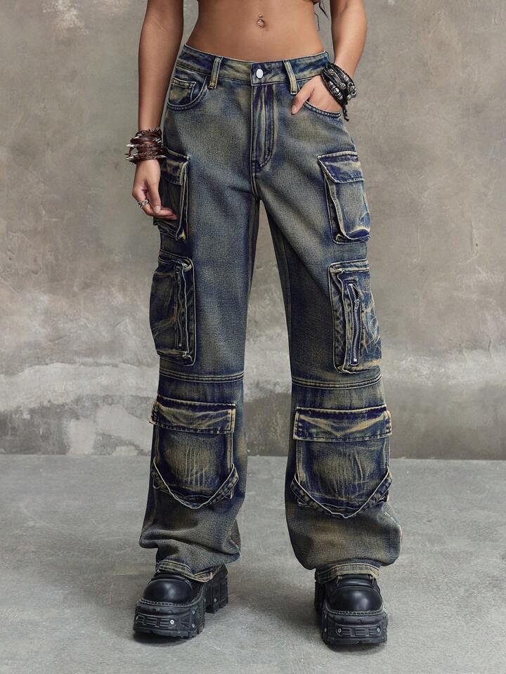 Distressed Cargo Jeans and Platform Shoes Distressed Cargo Jeans and Platform Shoes — Grunge Outfits