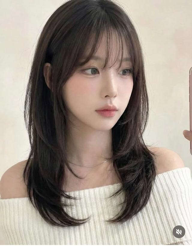 Shoulder Length Layers With Wispy Bangs Shoulder Length Layers With Wispy Bangs — Hair with Bangs