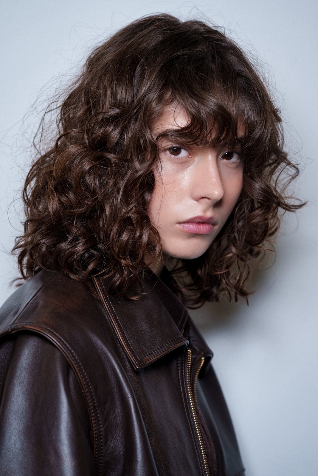 Shag Cut With Full Curly Bangs Shag Cut With Full Curly Bangs — Hair with Bangs