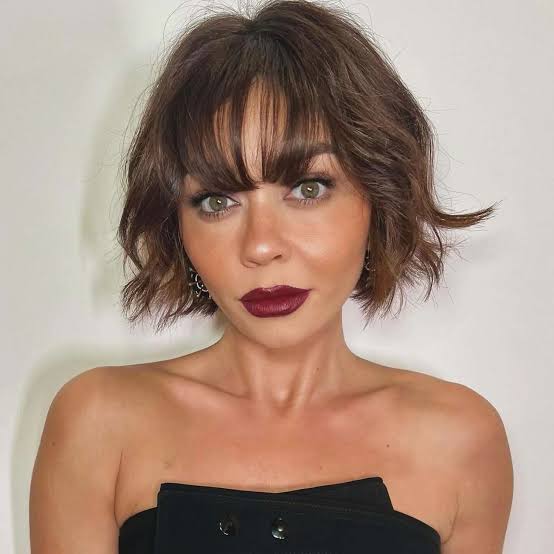 Layered Bob With Textured Bangs Layered Bob With Textured Bangs — Hair with Bangs