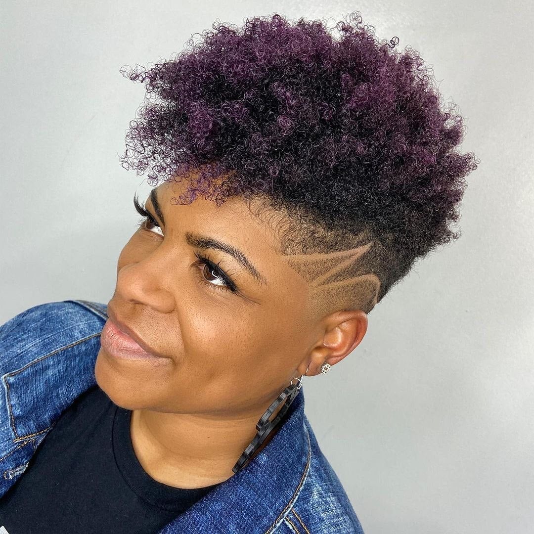 Purple Afro With Fade Purple Afro With Fade — Haircuts for Black Women