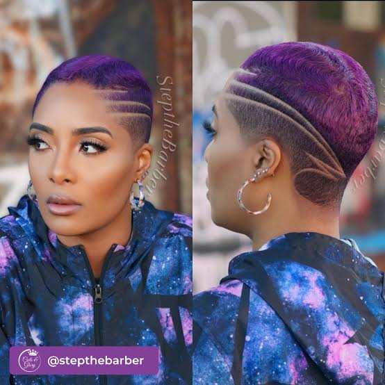 Fade With Vibrant Purple Top Fade With Vibrant Purple Top — Haircuts for Black Women