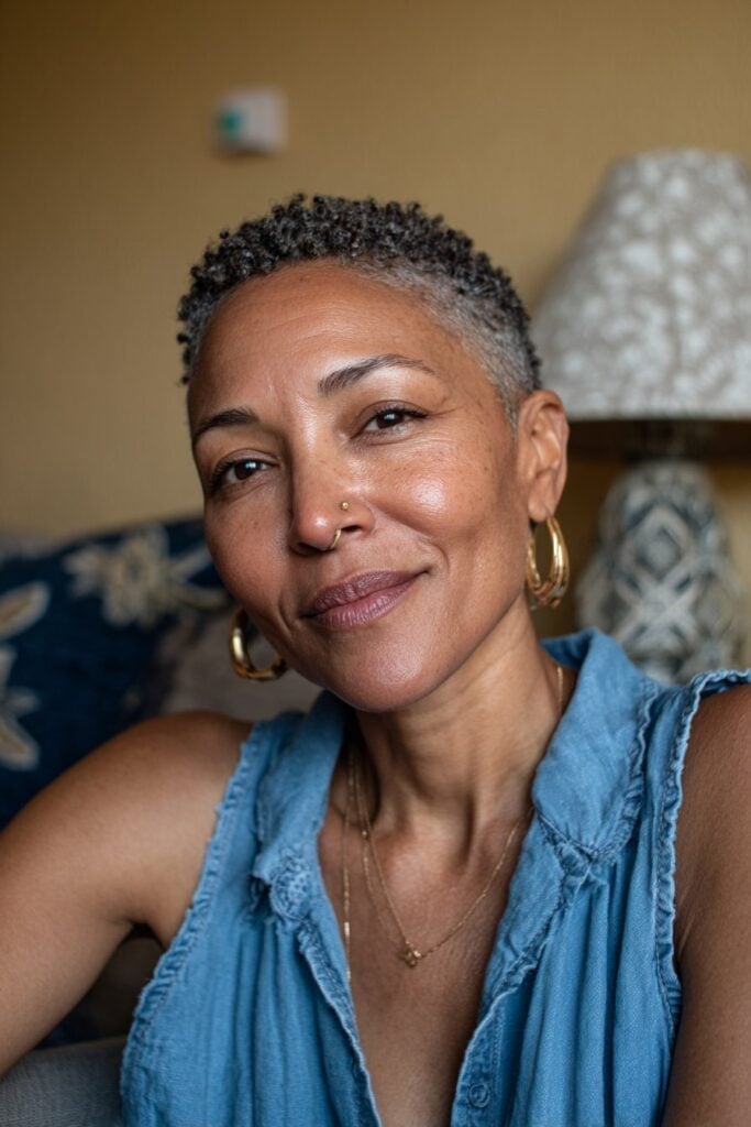 Short Natural Gray Afro Short Natural Gray Afro — Haircuts for Black Women