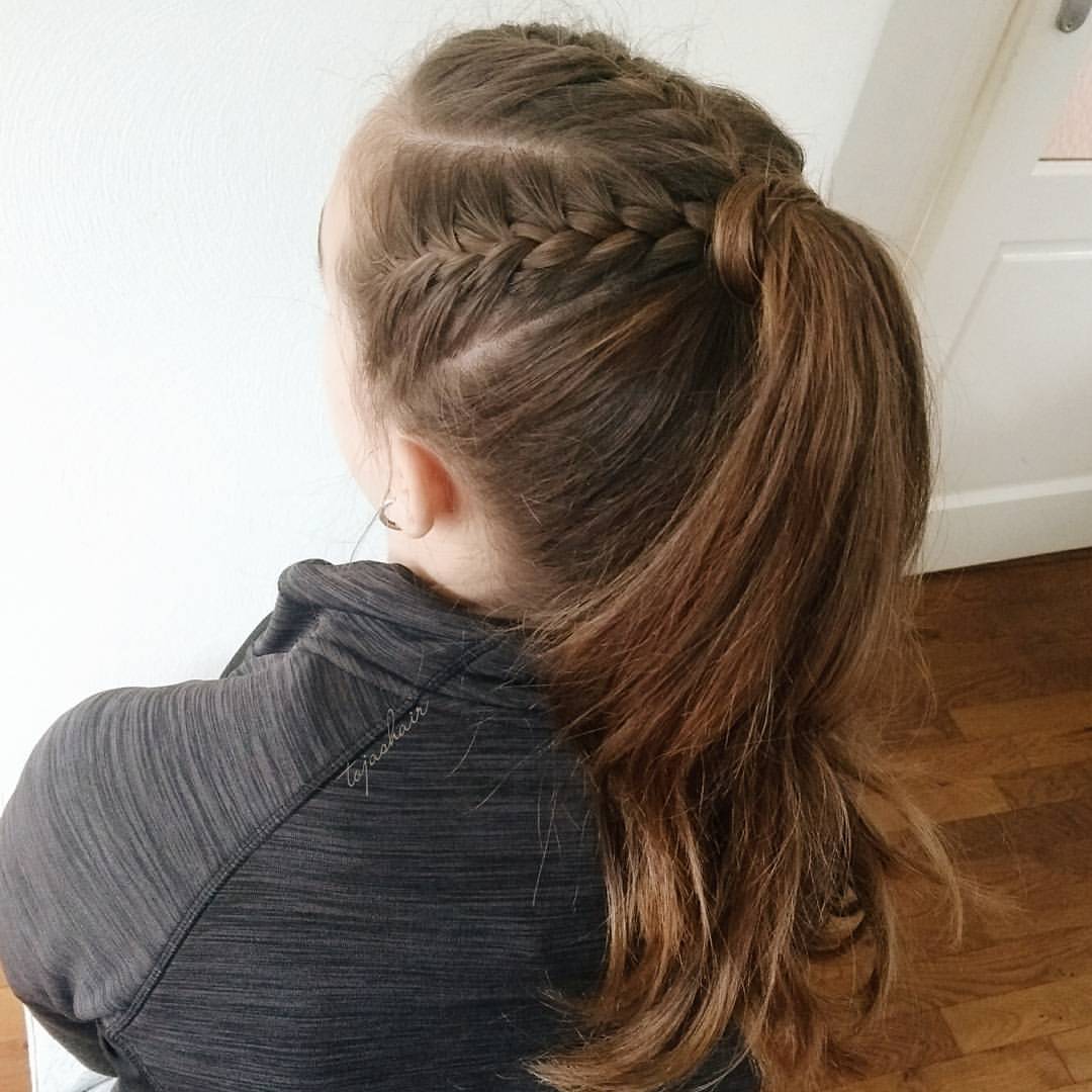 Mid-Back Brown Ponytail With Braids and Scrunchies Mid-Back Brown Ponytail With Braids and Scrunchies — Hairstyles for Teens